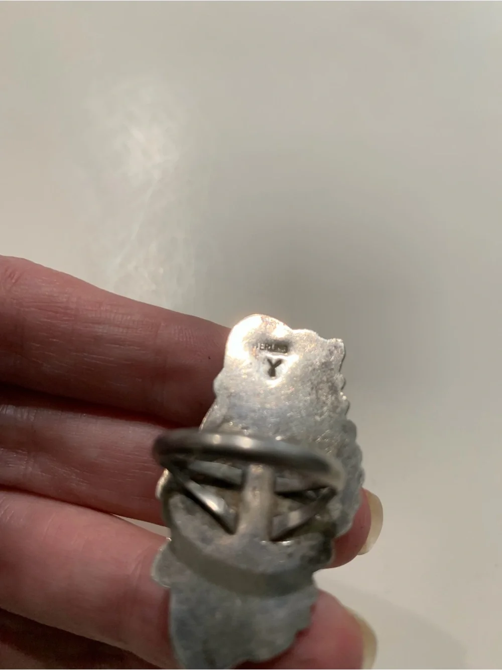 Vintage Native American Three Stone Sterling Silver Ring #0006
